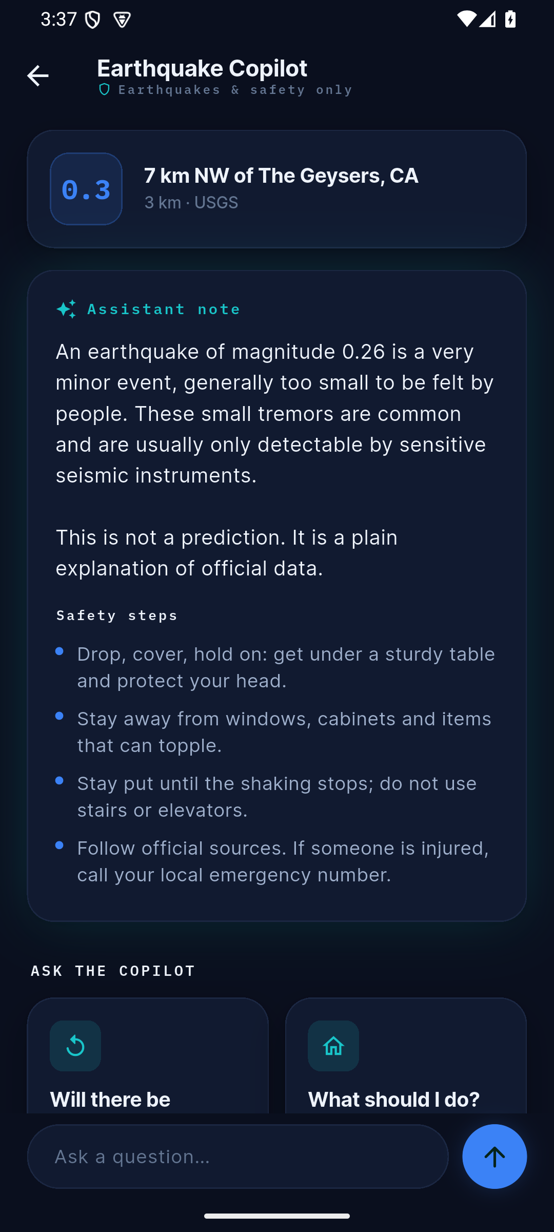 FirstQuake deprem asistanı
